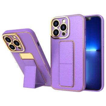 Aizsargvāciņš iPhone 12 Pro ar atvāžamu statīvu, violets
