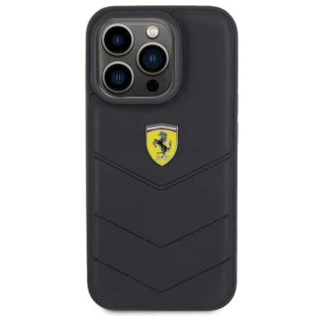 Ferrari iPhone 15 Pro vāciņš Quilted Metal Logo, melns