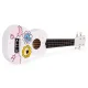 Koka bērnu ukulele ECOTOYS ar 4 neilona stīgām un mediatoru, Balta