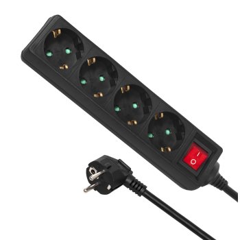 Удлинитель Maclean MCE194G с выключателем, 4 розетки, 5м, 3500W