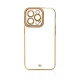 Telefona vāciņš Samsung Galaxy A12 5G Fashion Case, caurspīdīgs ar zelta rāmi
