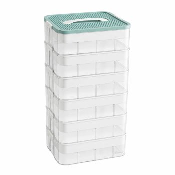 6-Tier Modular Storage Box for Building Blocks, Blue