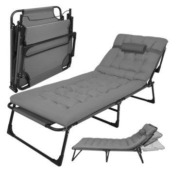 Trizand Folding Garden Lounger with Cushion, 192x68x28 cm, Grey