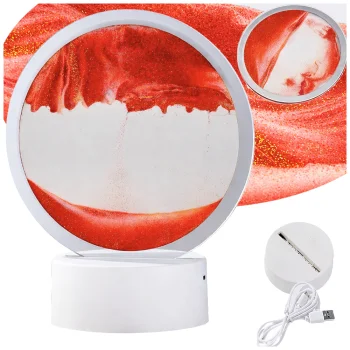 3D smilšu lampa ar plūstošām smiltīm LED RGB USB