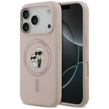 Karl Lagerfeld Karl&Choupette Ring MagSafe silikoonümbris iPhone 18 Pro / 17 Pro jaoks, must
