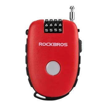 Rockbros 32420981001 velosipēda slēdzene ar izvelkamu trosi, sarkana