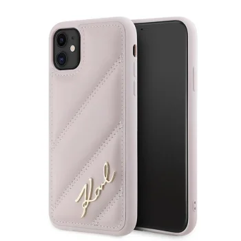 Чехол Karl Lagerfeld для iPhone 11 / XR Diagonal Quilted Script, розовый