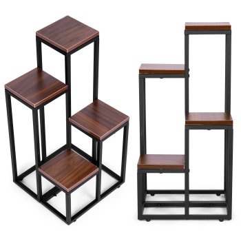 Modernhome PJJPS0011 DARK ziedu plaukts, 4 līmeņi, tumšs riekstkoks