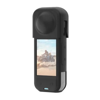 Puluz silikona aizsargvāciņš ar lēcas vāciņu kamerai Insta360 X5, melns