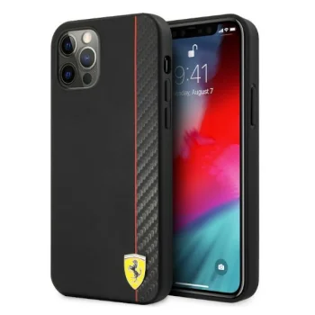 Чехол Ferrari On Track Carbon Stripe для iPhone 12 Pro Max Черный