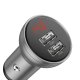 Baseus Digital Display Dual USB Car Charger 4.8A, 24W, Silver | Automašīnas Telefona Lādētājs Uzlādes Ierīce