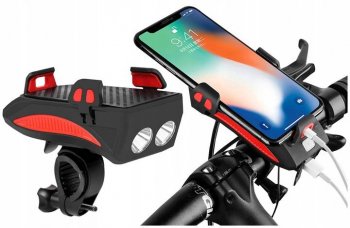 Velosipēda telefona turētājs ar lukturi un portatīvo akumulatoru 4000 mAh | Bicycle Bike Phone Holder with Power...