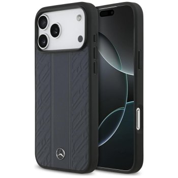 Mercedes Leather Laurel Leaves Stripes MagSafe vāciņš iPhone 17 Pro Max Zils