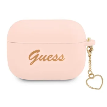 Чехол Guess GUAPLSCHSP Silicone Charm Heart для AirPods Pro, Розовый