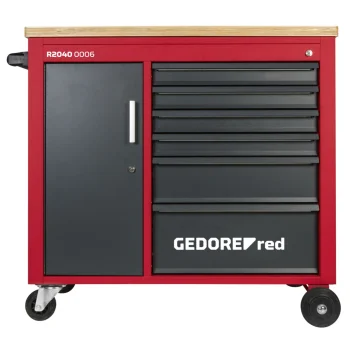 GEDORE red MECHANIC PLUS Workshop Trolley with 6 Drawers, Black / Red