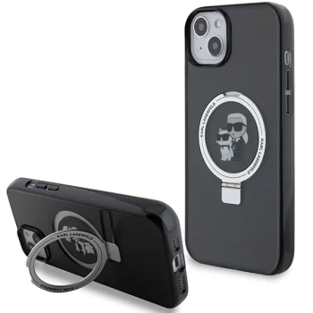 Karl Lagerfeld Ring Stand MagSafe Case for iPhone 15 / 14 / 13 Black