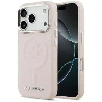 Чехол Karl Lagerfeld Initial & Metal Logo MagSafe для iPhone 17 Pro — розовый
