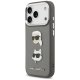 Karl Lagerfeld FW Grained Karl & Choupette Heads Pins & Logo iPhone 17 Pro Case - Gray