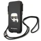 Karl Lagerfeld Ikonik Saffiano Karl\'s Head tālruņa soma, melna