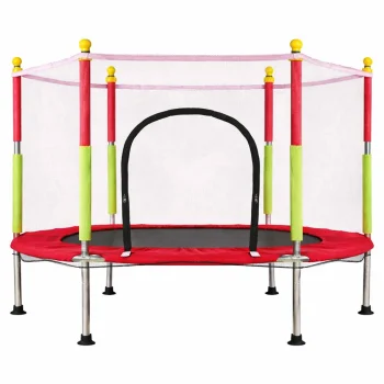 Bērnu dārza batuts ar tīklu un bumbiņām, 140 cm, sarkans