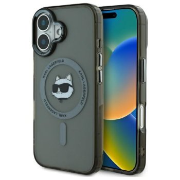 Apple iPhone 16 Plus 6.7'' Karl Lagerfeld IML Metal Choupette Head MagSafe Cover Case, Black | Telefona Vāciņš...
