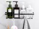 Loft Style Bathroom Shower Shelf with 4 Hooks, Black