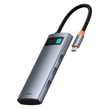 Baseus Metal Gleam 7-в-1 HDMI 4K 60Hz USB‑C концентратор / 3x USB 3.0 / USB‑C PD / SD / microSD –...