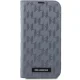 Karl Lagerfeld iPhone 14 atverams vāciņš maciņš grāmatiņa Saffiano Mono, sudraba