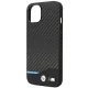 BMW iPhone 14 Plus vāciņš Leather Carbon, melns