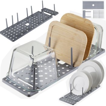Expandable Drawer Organizer for Pots and Lids, Grey