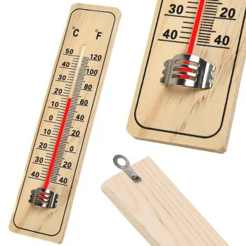 Mājsaimniecības termometrs koka āra iekštelpu | Wooden outdoor indoor home thermometer