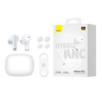 Austiņas TWS Baseus Bowie M2s (baltas) | Earphones (white)