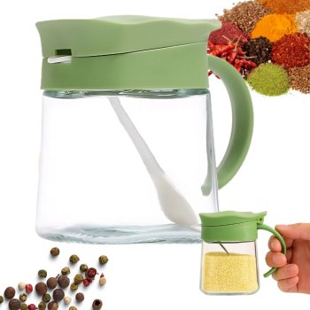 Glass Spice Jar with Handle and Spoon 300ml