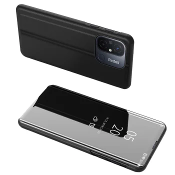 Hurtel Xiaomi Redmi 11A / 12C / Poco C55 atverams vāciņš maciņš grāmatiņa Clear View, melns