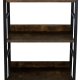 Industrial 4-Tier Bookshelf, Tall Metal and Wood Shelving Unit, 126 cm