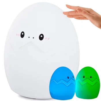 Bērnu naktslampiņa LED RGB, silikona ola, balta