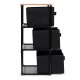 Plaukts ar 3 auduma groziem ModernHome loft stila organizators, melns