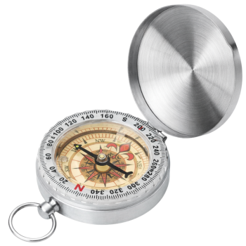 Kabatas fluorescējošs kompass pārgājieniem un izdzīvošanai, sudraba