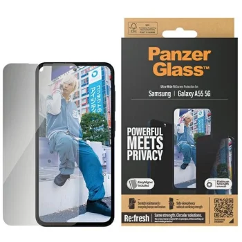 PanzerGlass Ultra-Wide Fit aizsargstikls ar aizsargstiklu un pozicionētāju priekš Samsung Galaxy A55 5G | Privacy...
