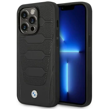 Чехол BMW BMHCP14X22RPSK для iPhone 14 Pro Max 6.7" черный/черный, Leather Seats Pattern
