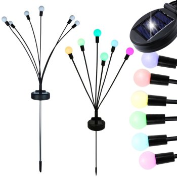 Solar Firefly Garden Lights, 2 Pack of Swaying Outdoor Lights, 70 cm, RGB Color Changing