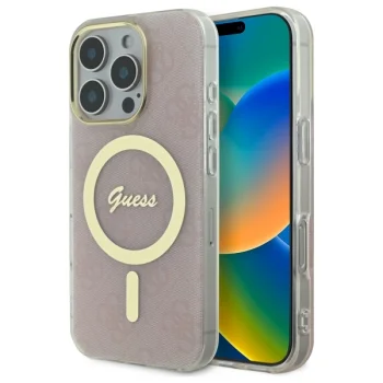 Чехол Guess для iPhone 16 Pro Max IML 4G MagSafe, розовый