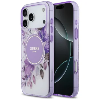 Guess IML Flower & Tonal Circle MagSafe чехол для iPhone 17 Pro Max – фиолетовый