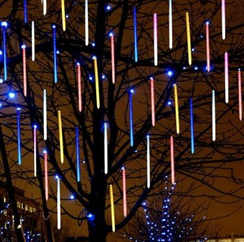 Ziemassvētku virtene Lāstekas Meteor lietus 50cm lampiņas, 5m garums, daudzkrāsainas RGB | Christmas Fairy Lights Shower Garland