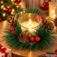 Decorative Glass Candle Set with Festive Wreath, 2 pcs