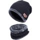 Unisex Winter Beanie Hat and Neck Warmer Set, Black
