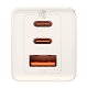 Tīkla lādētājs Baseus GaN5 2x USB-C + USB, 65W + kabelis 1m, Balts