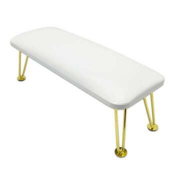 Manikīra paliktnis roku balstam, balta eko āda ar zelta kājiņām