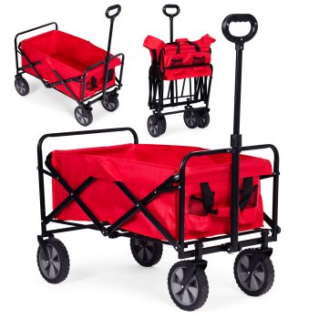 Saliekamais dārza un pludmales transporta ratiņš 100 kg, 85x47 cm, MultiGarden, sarkans