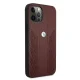 BMW iPhone 12 / 12 Pro vāciņš Leather Curve Perforate, sarkans